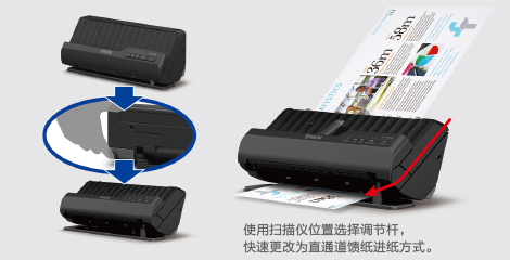 直通道饋紙進紙方式 - Epson ES-C320W產品功能
